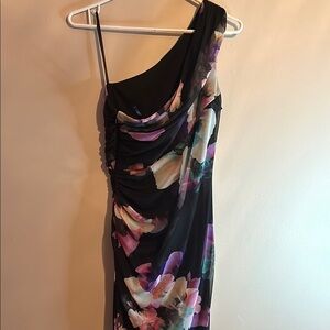 Black and Pink Asymmetrical One-Shoulder Bodycon Dress